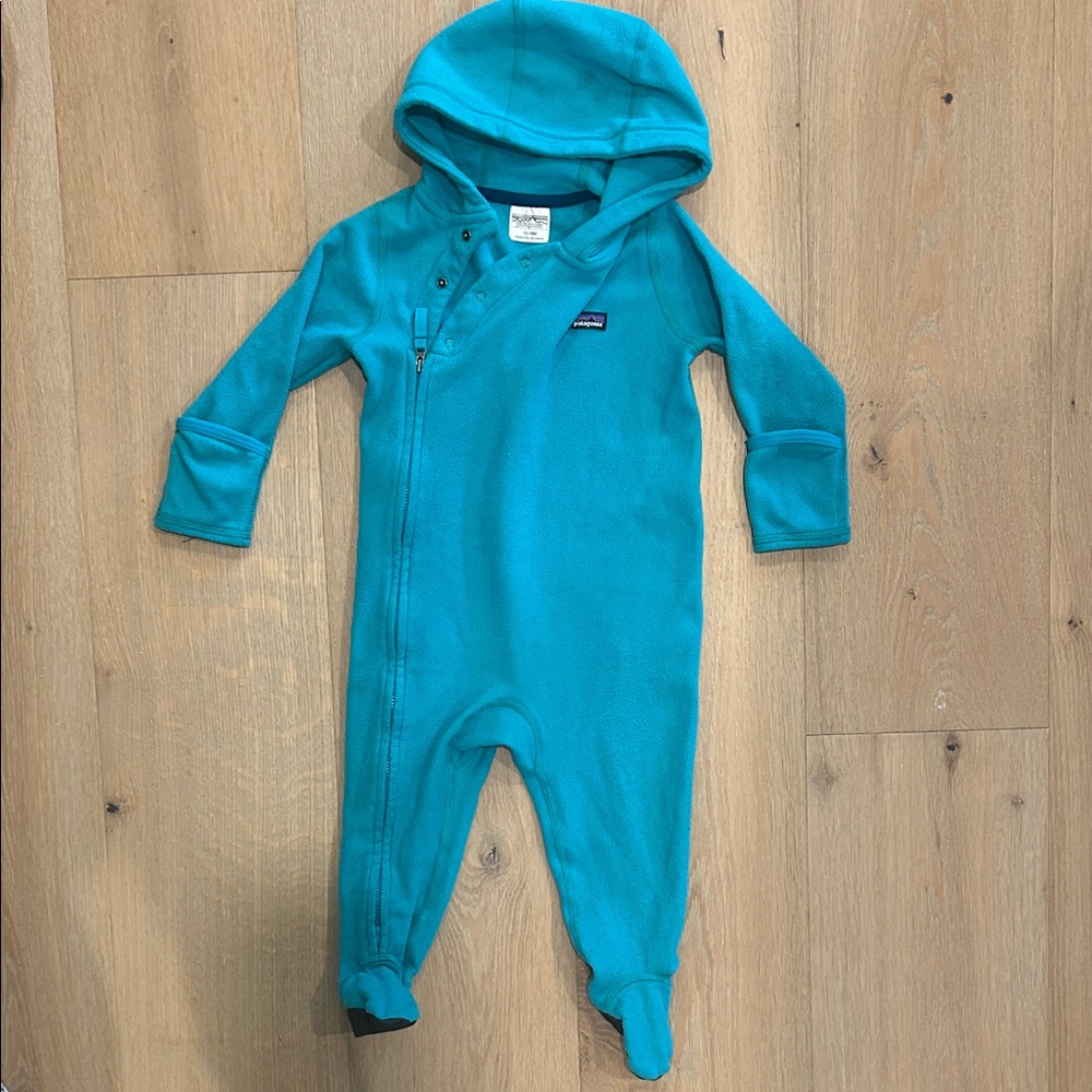 Patagonia Teal Hooded Micro Fleece Infant Bunting